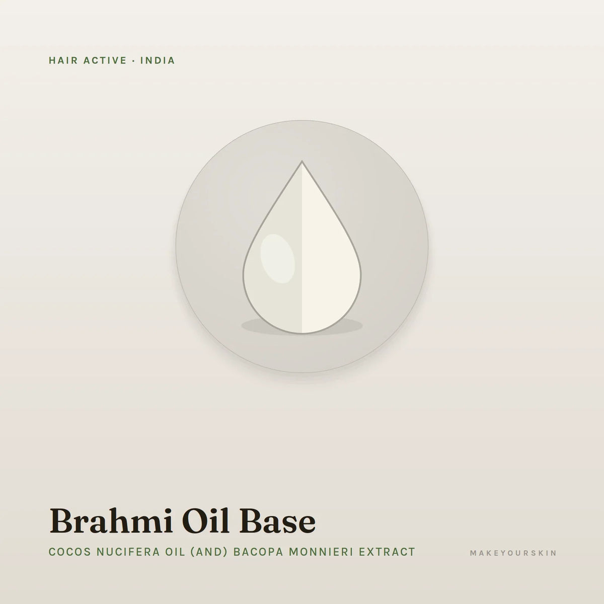 Brahmi Oil Base (Cocos Nucifera Oil (and) Bacopa Monnieri Extract) — oil, India · Ayurveda — MakeYourSkin