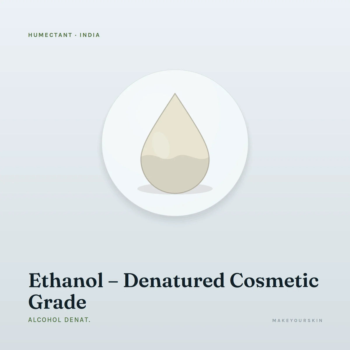 Ethanol – Denatured Cosmetic Grade (Alcohol Denat.) — liquid, India · Ayurveda — MakeYourSkin