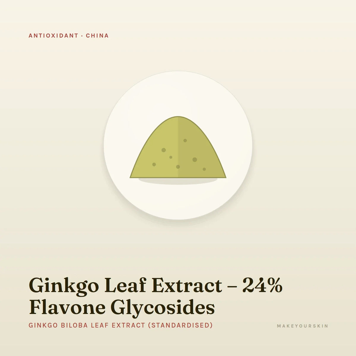 Ginkgo Leaf Extract – 24% Flavone Glycosides (Ginkgo Biloba Leaf Extract (Standardised)) — powder, China · TCM — MakeYourSkin