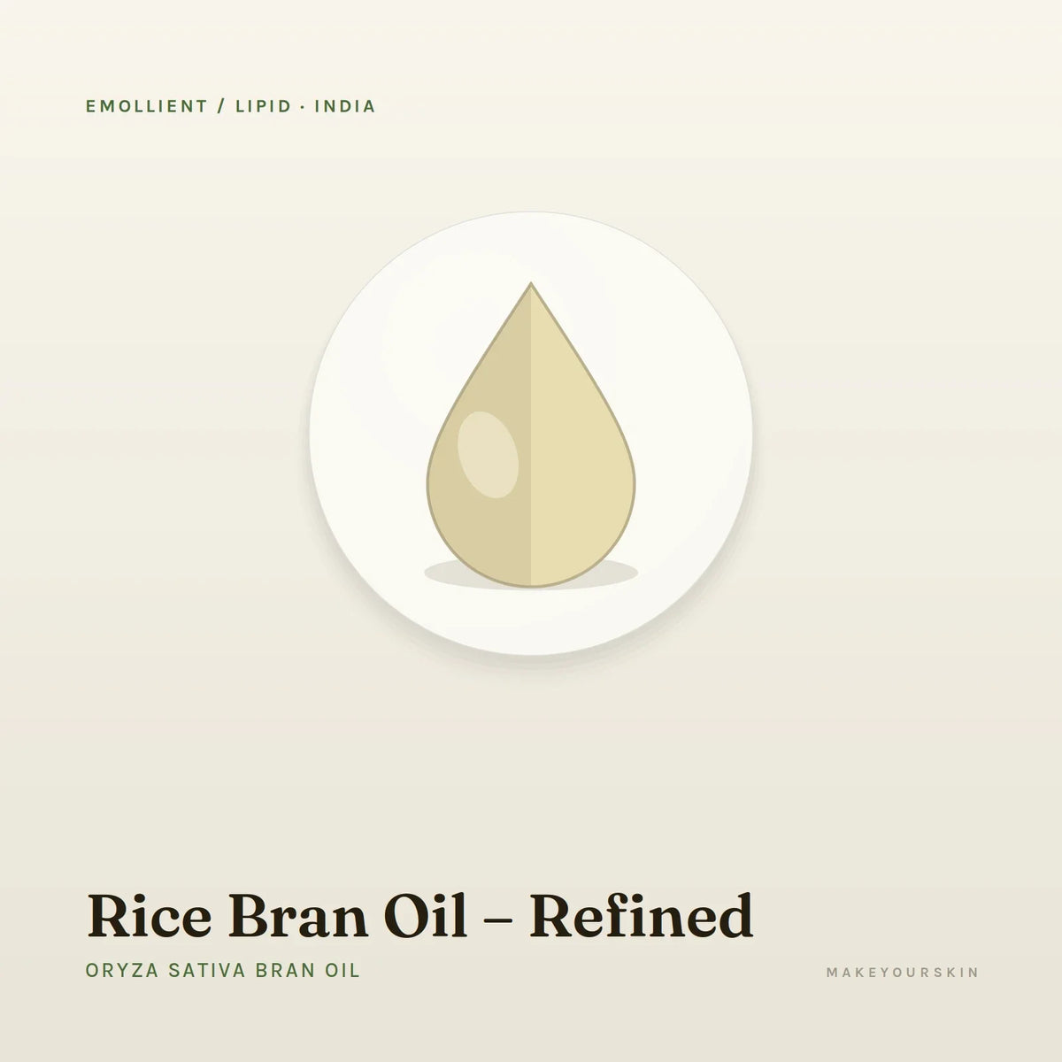 Rice Bran Oil – Refined (Oryza Sativa Bran Oil) — oil, India · Ayurveda — MakeYourSkin