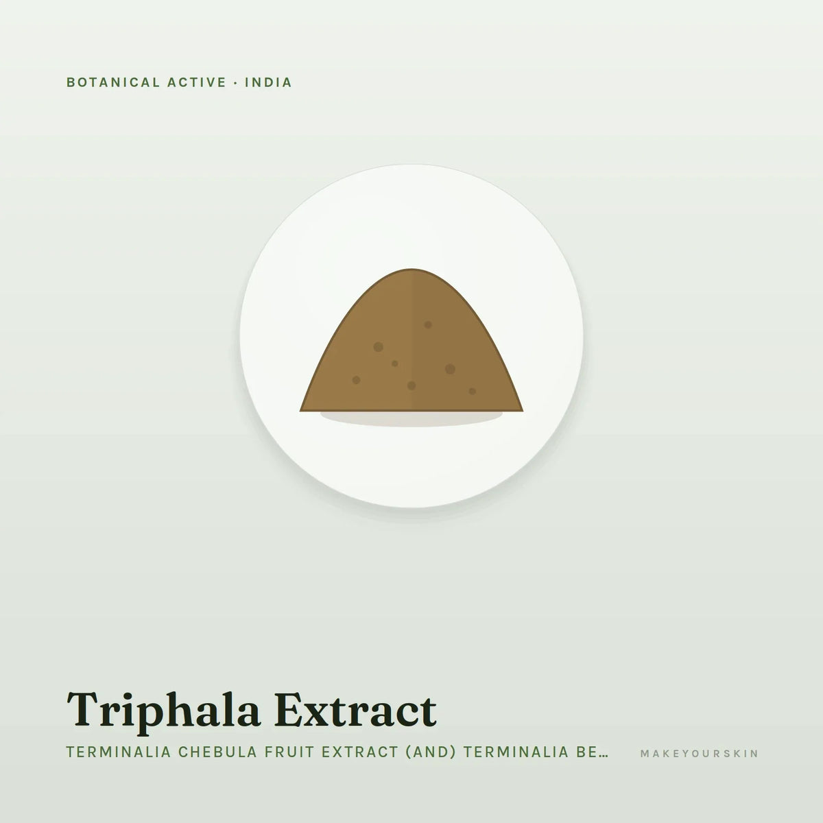 Triphala Extract (Terminalia Chebula Fruit Extract (and) Terminalia Bellirica Fruit Extract (and) Phyllanthus Emblica Fruit Extract) — powder, India · Ayurveda — MakeYourSkin
